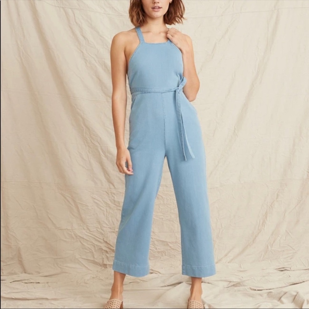 Marine Layer | Blue Tess Romper Jumpsuit Blue indigo wide leg M/6